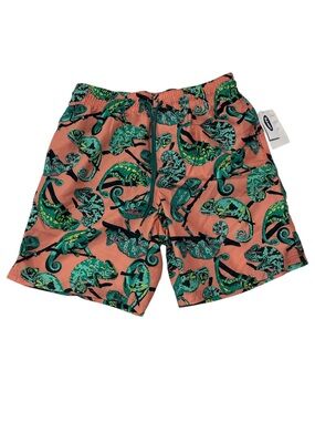 Old Navy Men’s Chameleon Iguana Swim Trunks Medium 8” Inseam Tropical Resort